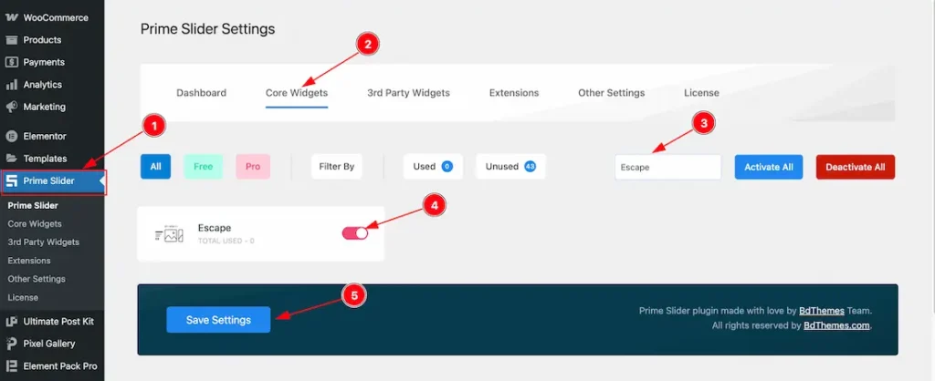 Enable The Escape Slider Widget