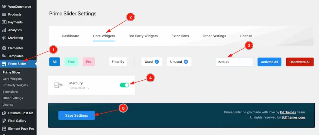 Enable The Mercury Slider Widget