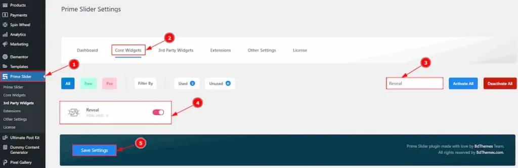 Enable The Reveal Slider