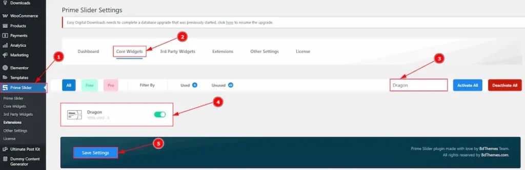 Enable The Dragon Slider Widget