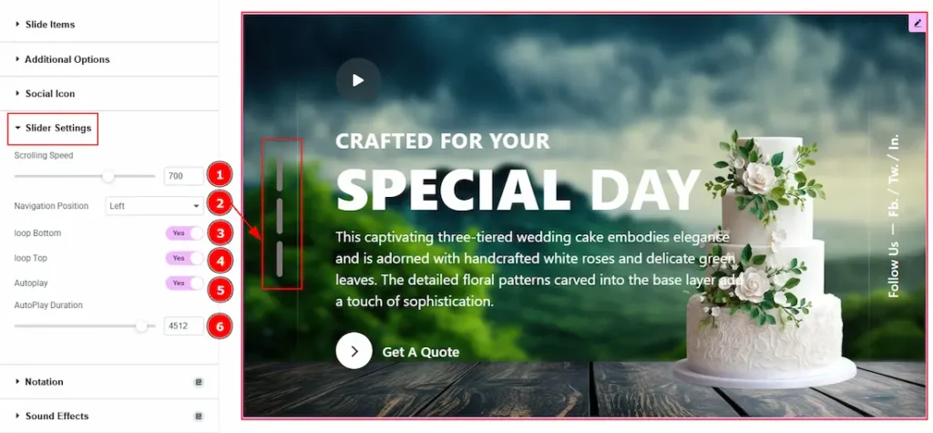 Slider Settings Section