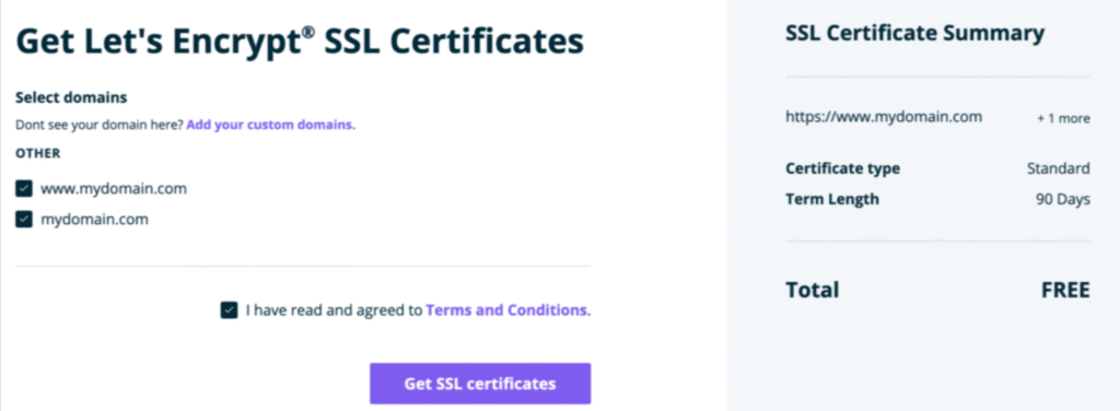 Choose to add a new SSL certificate