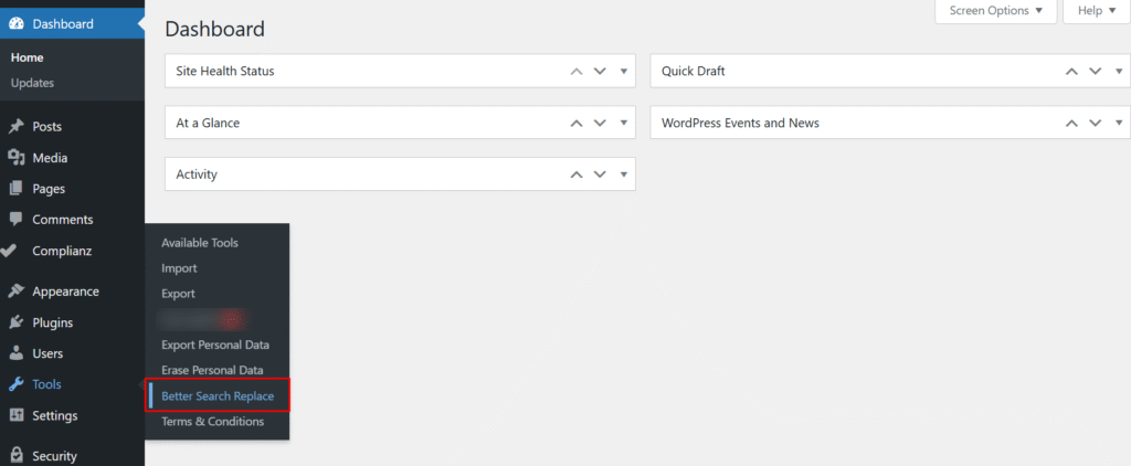 Go to Tools in Better Search Replace plugin