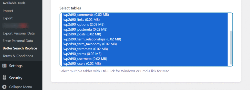 Select all tables