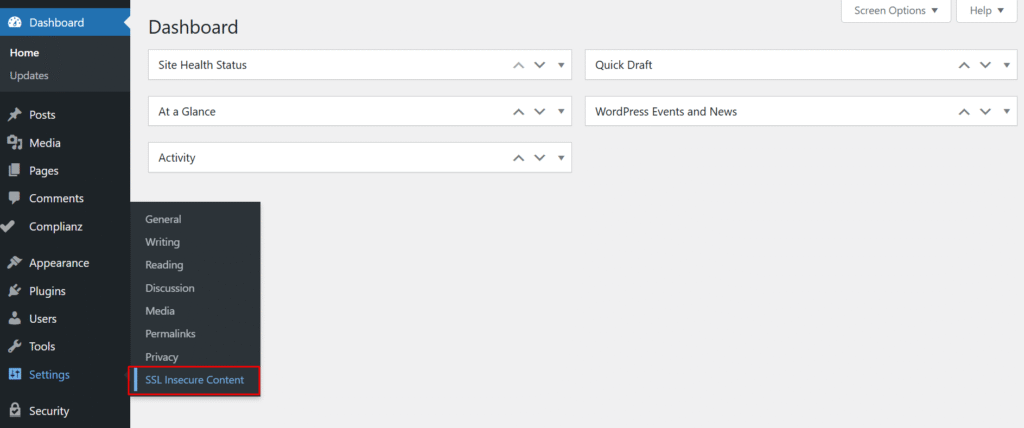 Go to Settings → SSL Insecure Content
