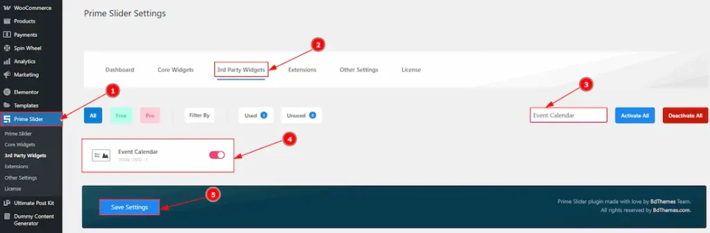 Enable The Event Calendar Slider