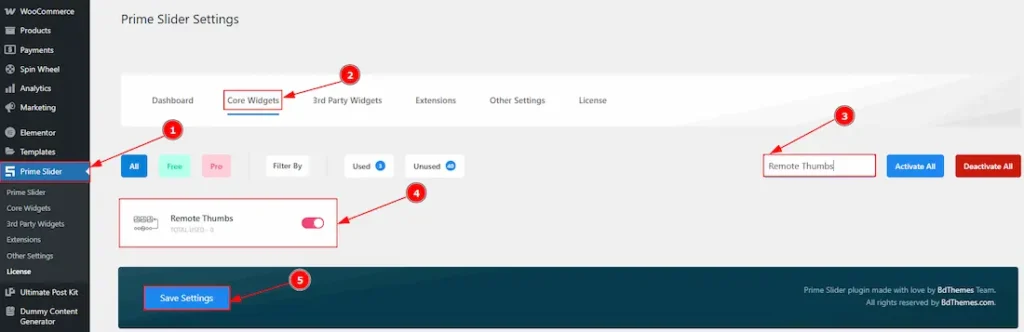 Enable The Remote Thumbs Widget