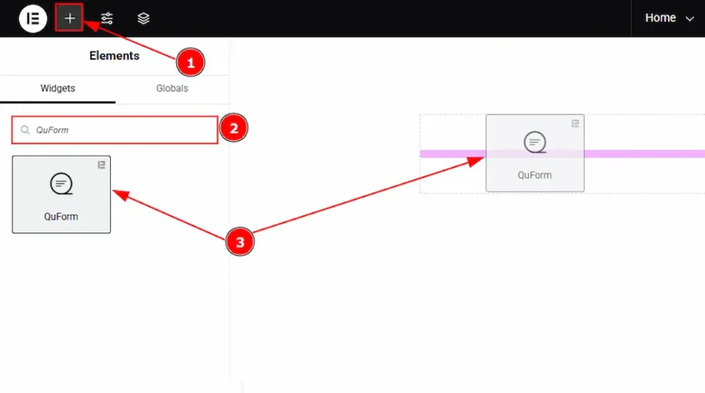 Inserting the QuForm widget