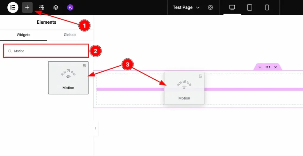 Inserting The Motion Slider widget