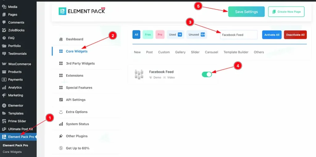 Enable The Facebook Feed Widget