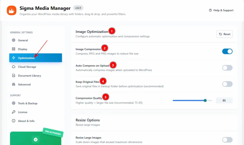 Optimization Tab