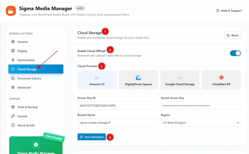 Cloud Storage Tab