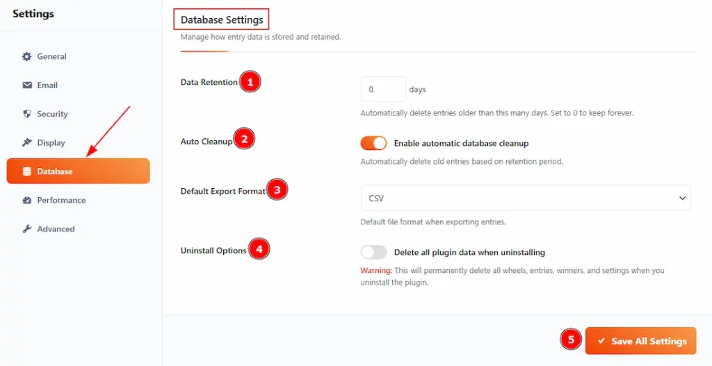 Database Tab