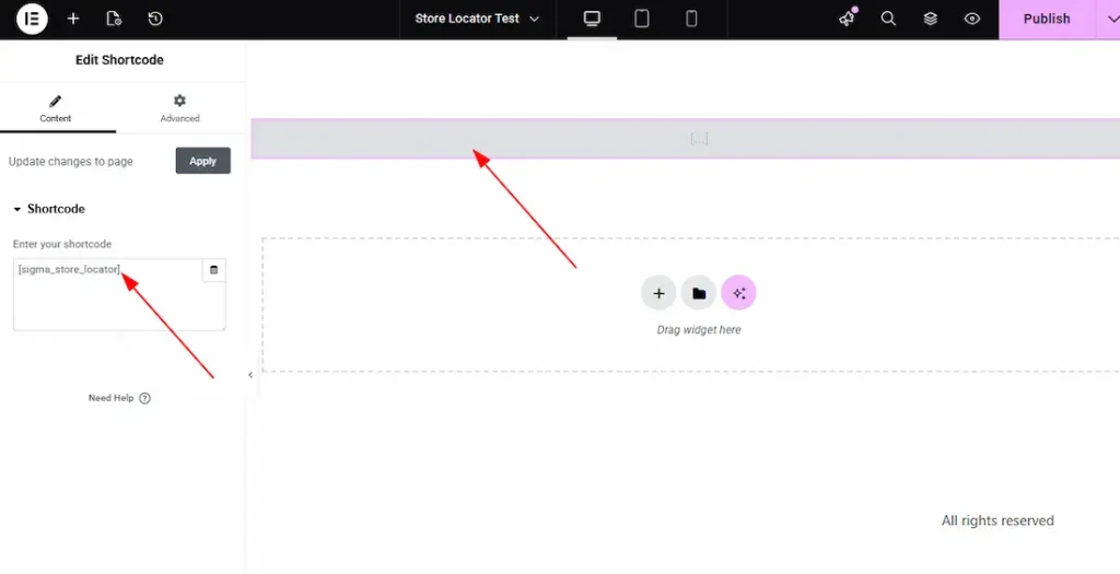 Usage of Shortcode for Elementor Editor