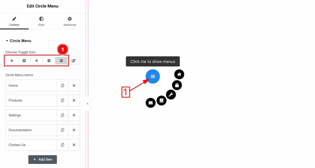 Circle Menu Section