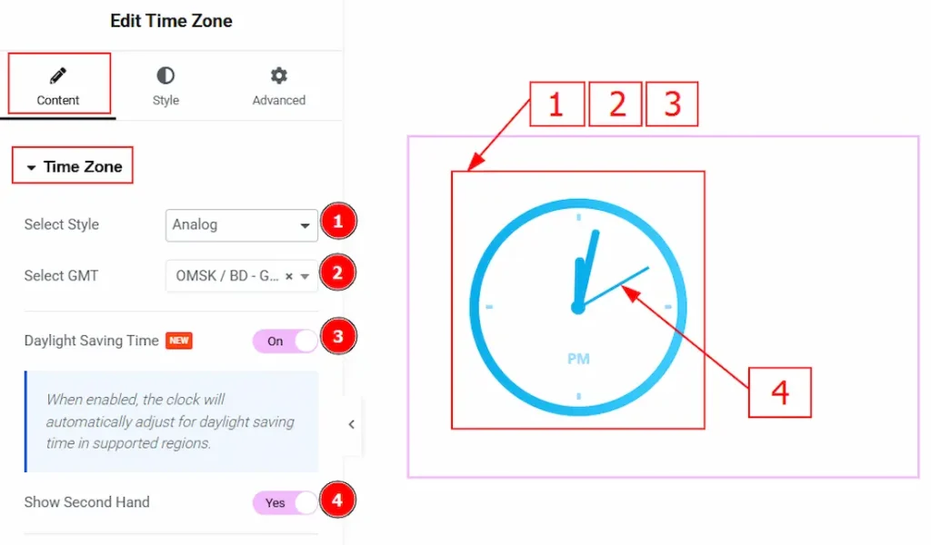 Time Zone Section