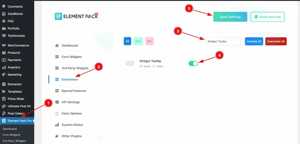 Enable The Widget Tooltip Extension