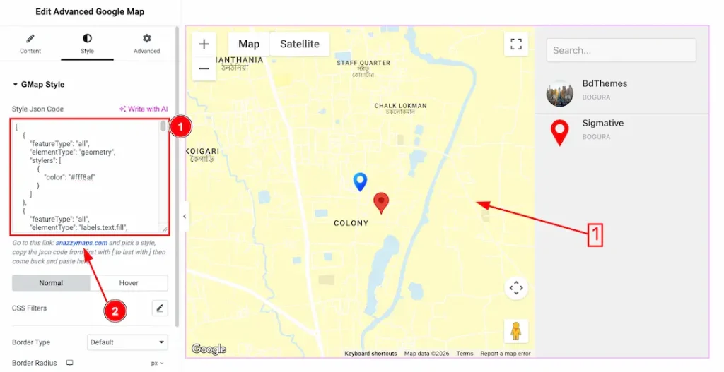 GMap Style Section