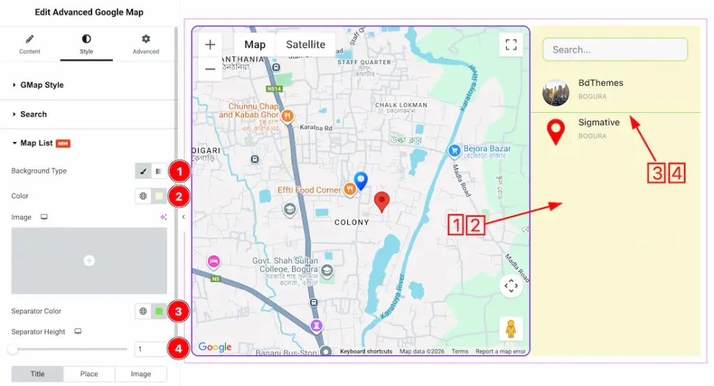 Map List Section