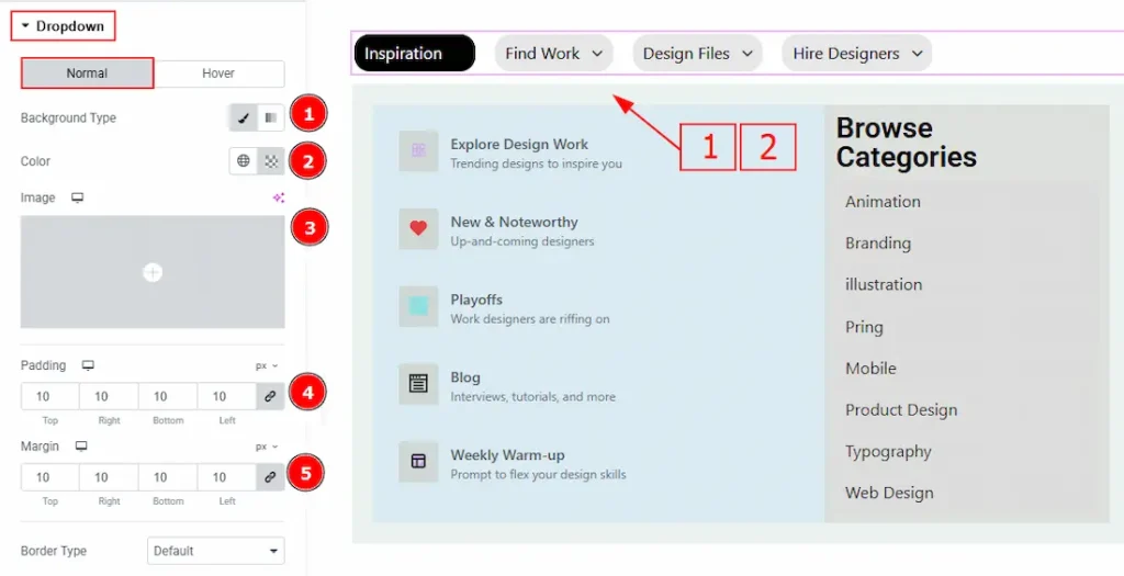 Dropdown Sections