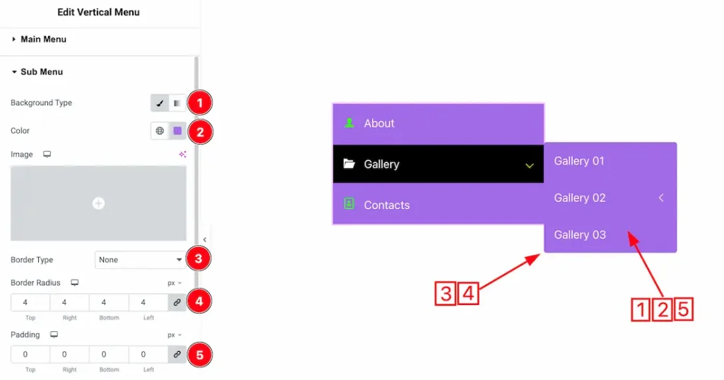 Sub Menu Section