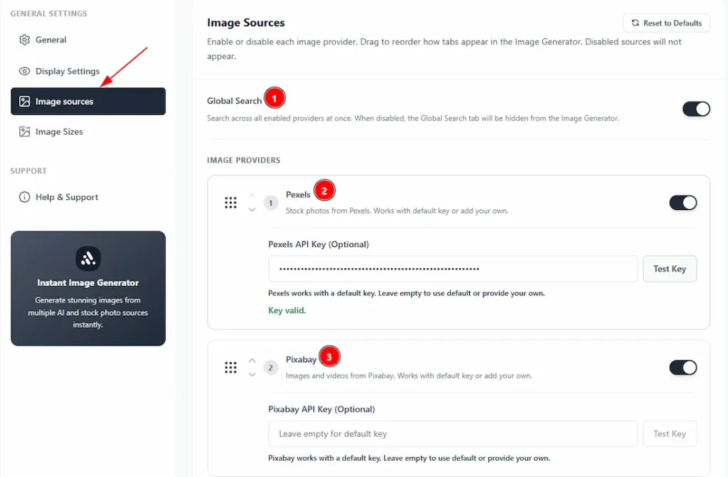 Image Source Tab