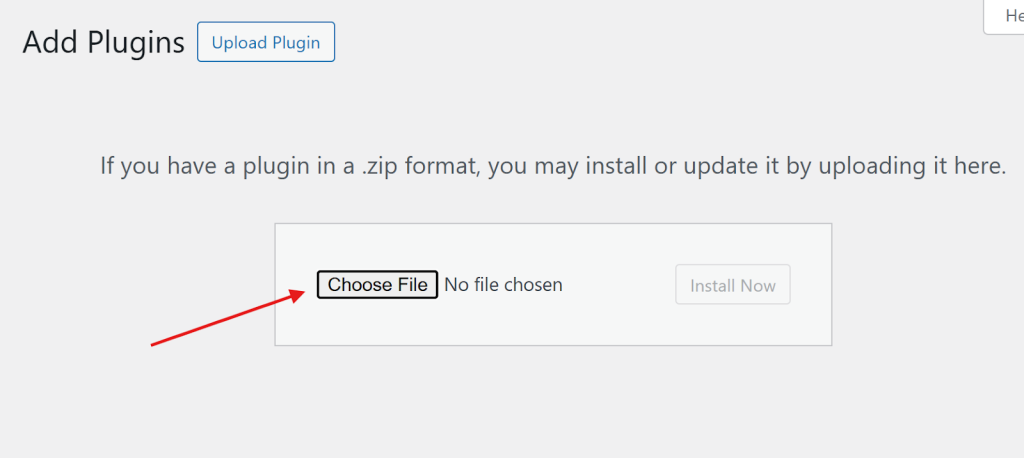choose the file and find the plugin’s ZIP file