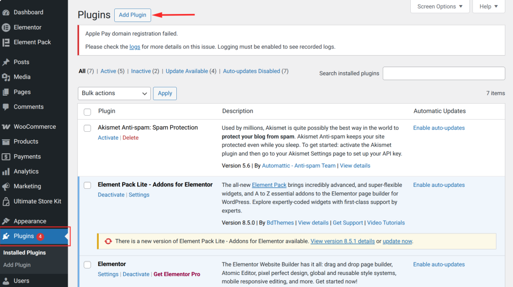 Go to Plugins → Add New