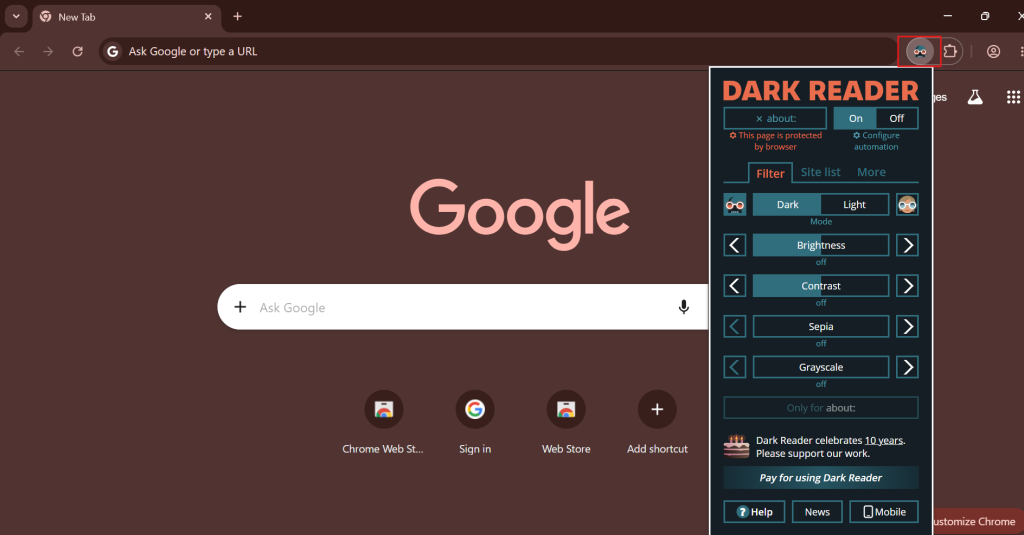 clicking on the chrome browser