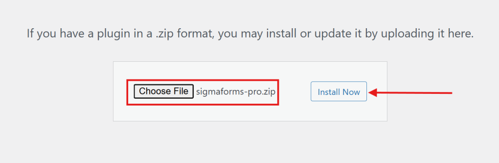 File upload and installation prompt