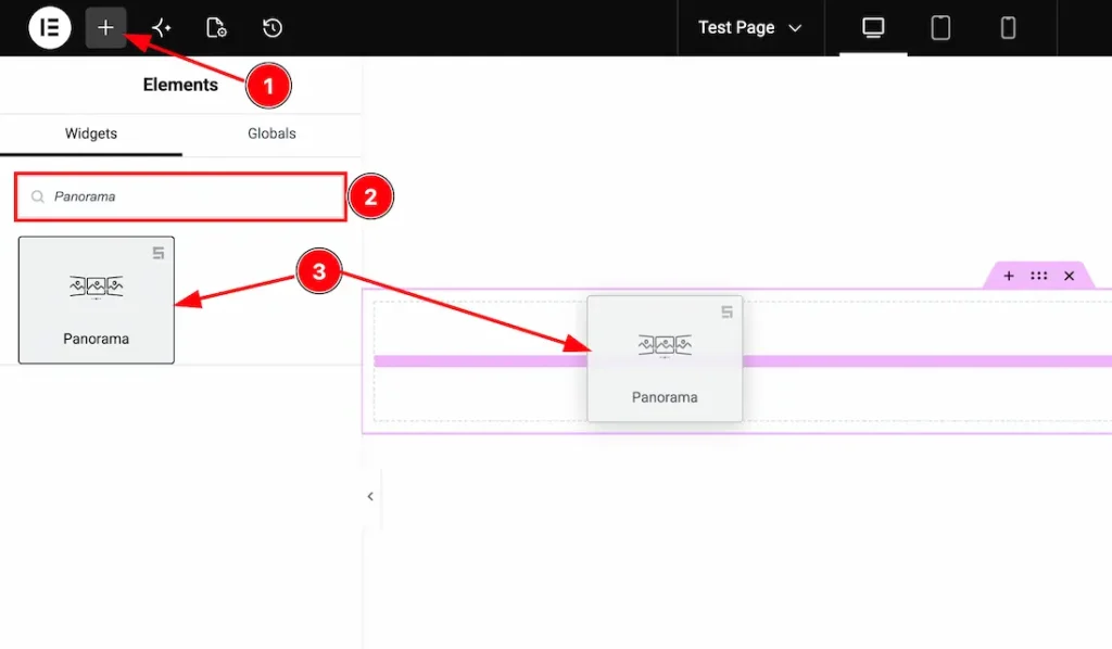 Inserting the Panorama Slider widget